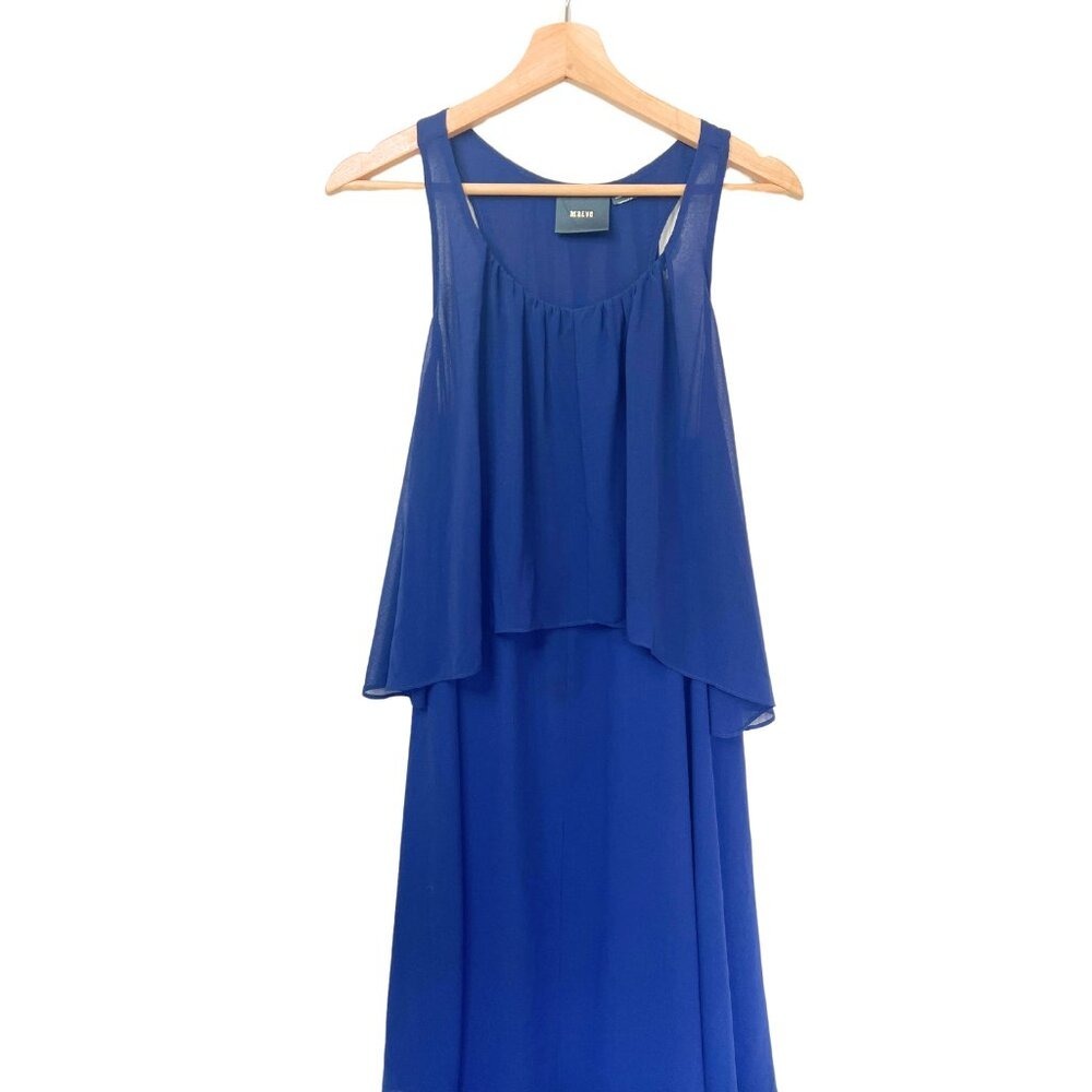 Maeve Anthro Royal Blue Popover Chiffon‎ Midi Dress Sleeveless Small Wedding